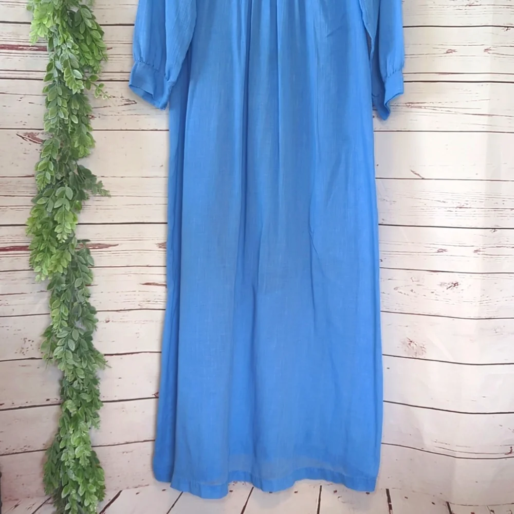 Vintage Trillium‎ Nightgown 50's Blue Sheer Prairie Union Made Cottagecore Small